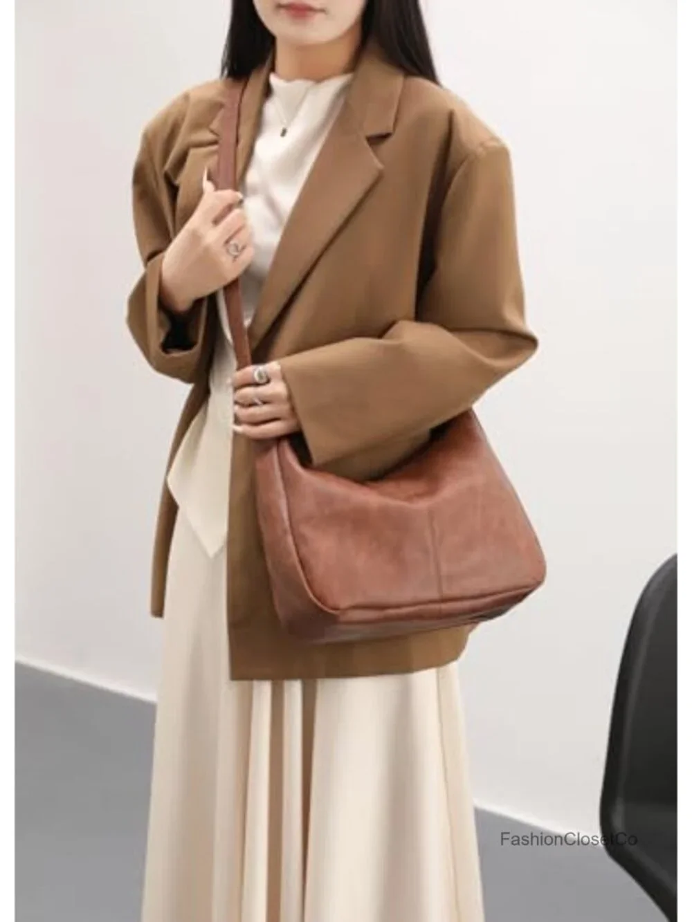 Vegan Leather Slouchy Hobo Bag Crossbody Shoulder Purse Large Tote